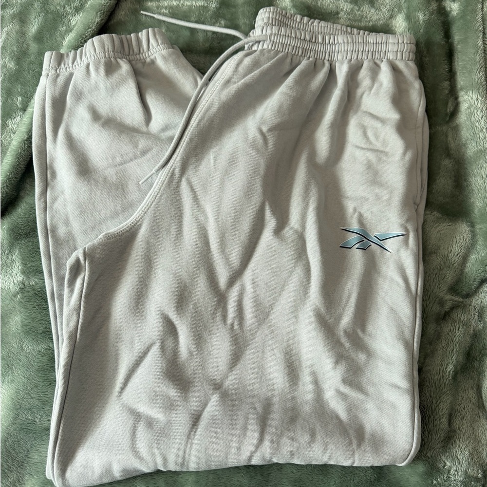 Reebok Light Gray Track Joggers with Subtle Logo